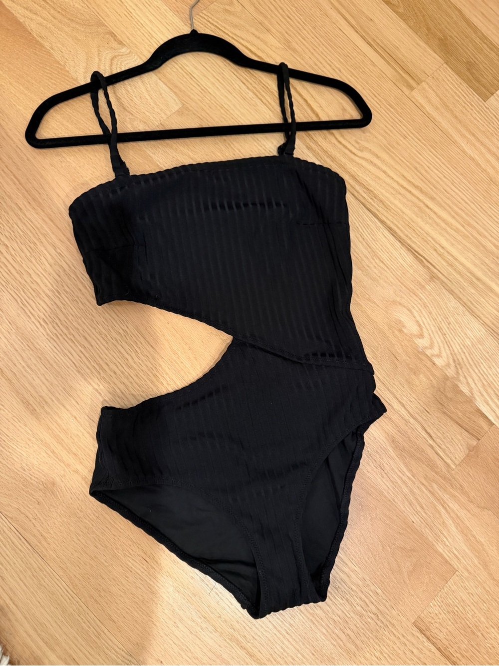 SOLID & STRIPED Black One-Shoulder Cutout One-Piece Swimsuit